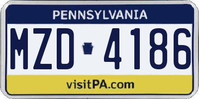 PA license plate MZD4186