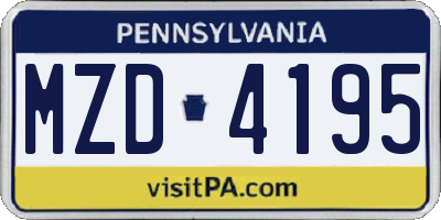 PA license plate MZD4195