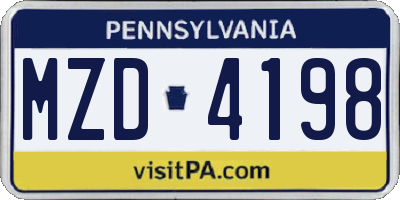 PA license plate MZD4198