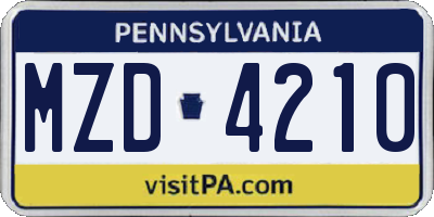 PA license plate MZD4210