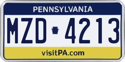 PA license plate MZD4213