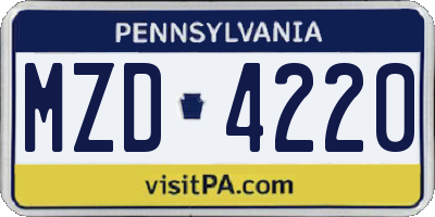 PA license plate MZD4220
