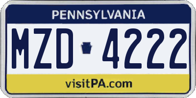 PA license plate MZD4222