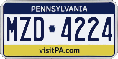 PA license plate MZD4224