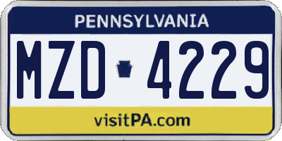 PA license plate MZD4229