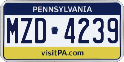 PA license plate MZD4239