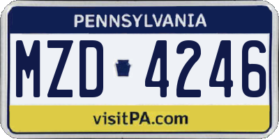 PA license plate MZD4246