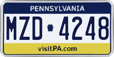 PA license plate MZD4248