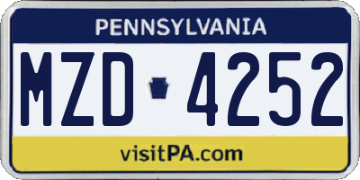 PA license plate MZD4252