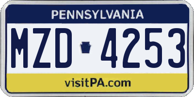 PA license plate MZD4253