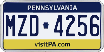 PA license plate MZD4256