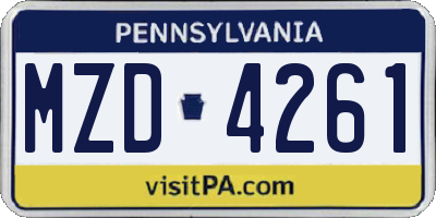 PA license plate MZD4261