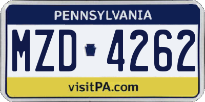 PA license plate MZD4262