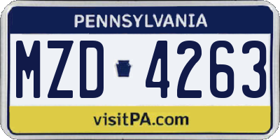 PA license plate MZD4263