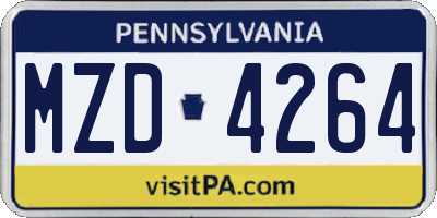 PA license plate MZD4264