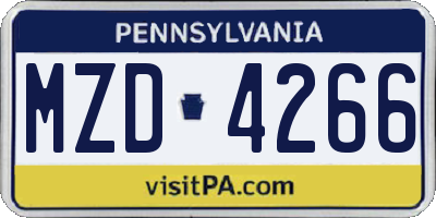 PA license plate MZD4266