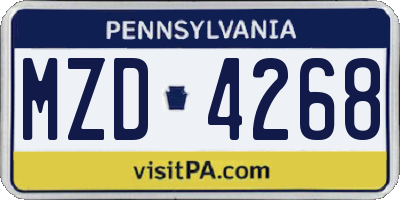 PA license plate MZD4268