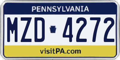 PA license plate MZD4272