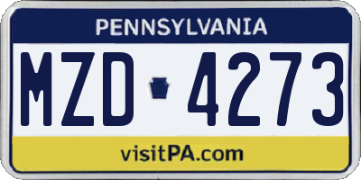 PA license plate MZD4273