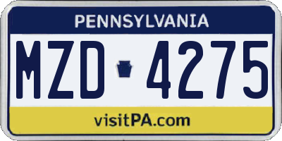 PA license plate MZD4275