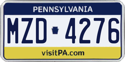 PA license plate MZD4276
