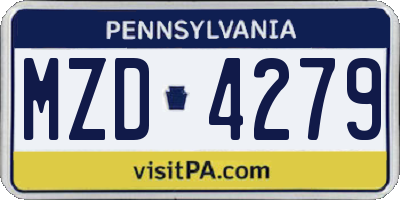 PA license plate MZD4279
