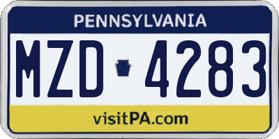 PA license plate MZD4283