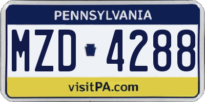 PA license plate MZD4288