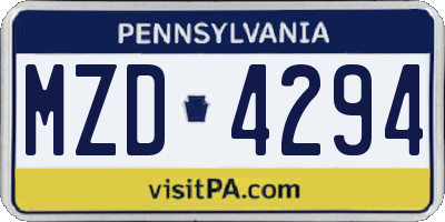 PA license plate MZD4294