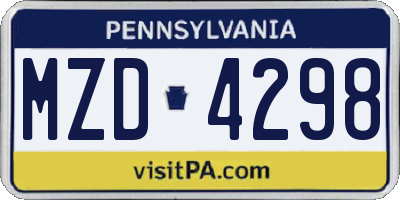 PA license plate MZD4298