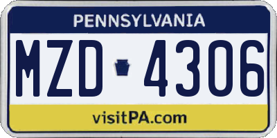 PA license plate MZD4306