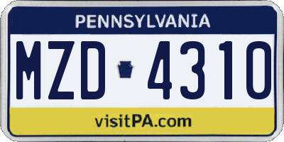 PA license plate MZD4310