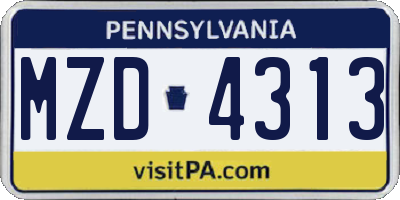 PA license plate MZD4313