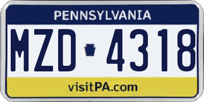 PA license plate MZD4318