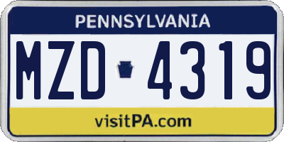 PA license plate MZD4319