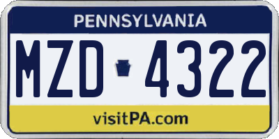 PA license plate MZD4322