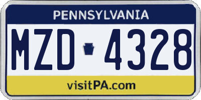 PA license plate MZD4328
