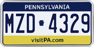 PA license plate MZD4329