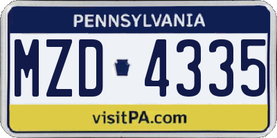 PA license plate MZD4335