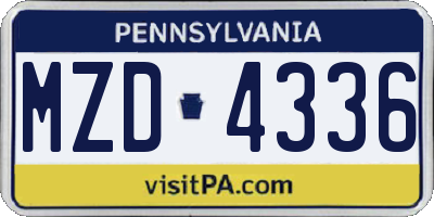 PA license plate MZD4336