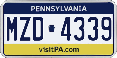 PA license plate MZD4339