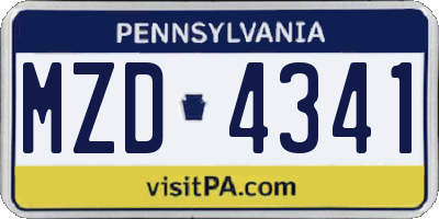 PA license plate MZD4341
