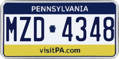 PA license plate MZD4348