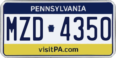 PA license plate MZD4350
