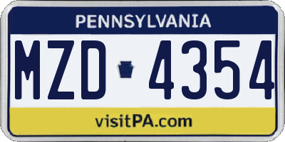 PA license plate MZD4354