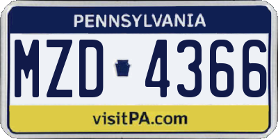 PA license plate MZD4366