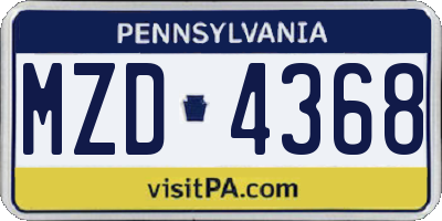PA license plate MZD4368
