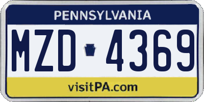 PA license plate MZD4369