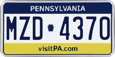 PA license plate MZD4370