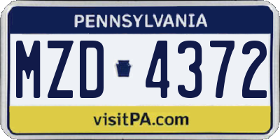 PA license plate MZD4372